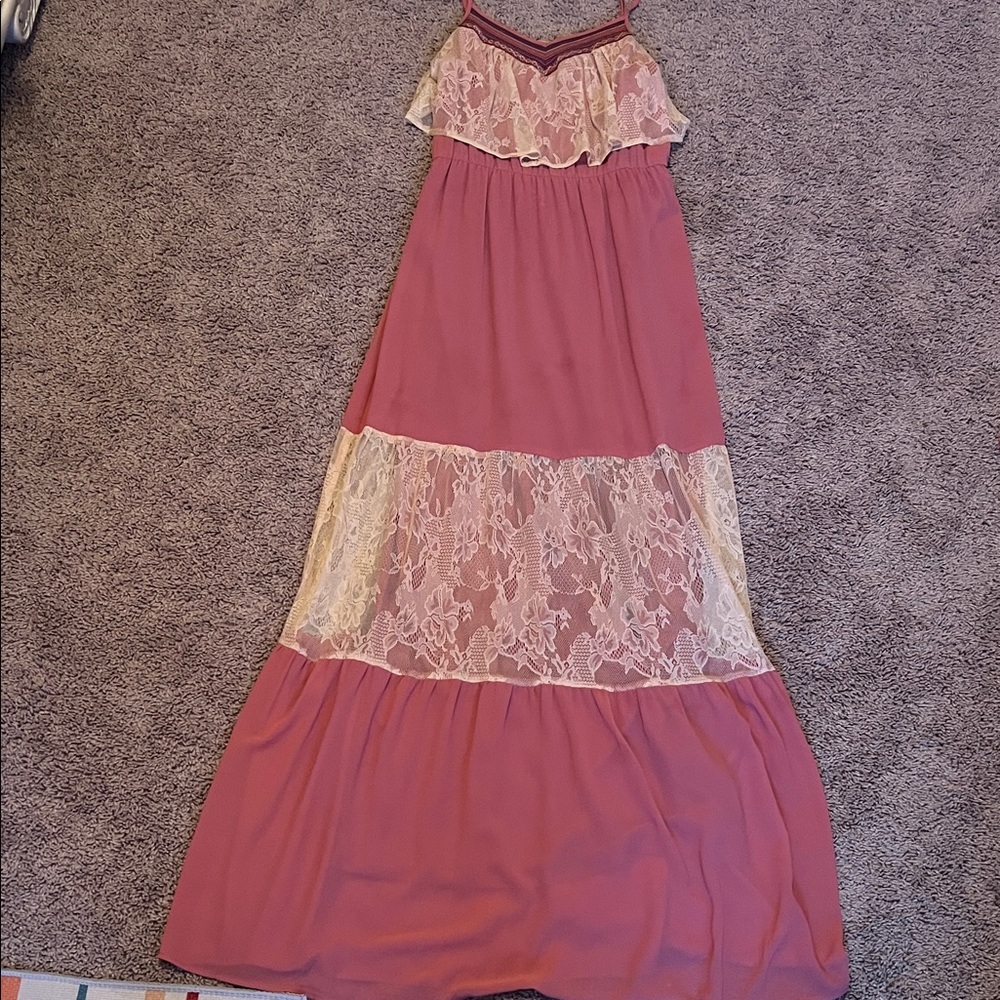 Flying Tomato Pink and Cream Lace Dress